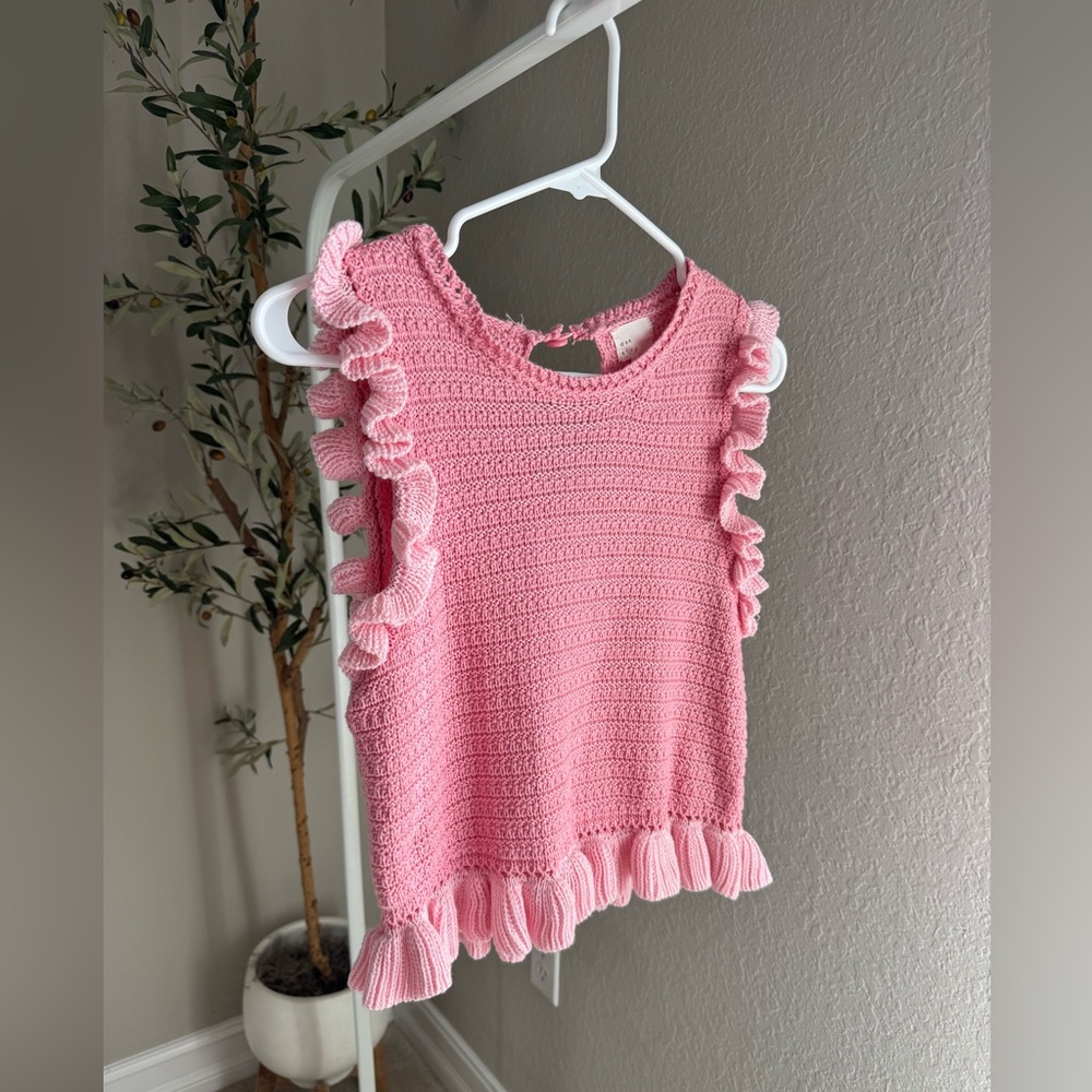 Knitted Pink Ruffled Top